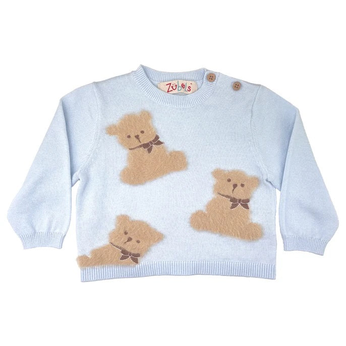 Blue Fuzzy Bear Sweater