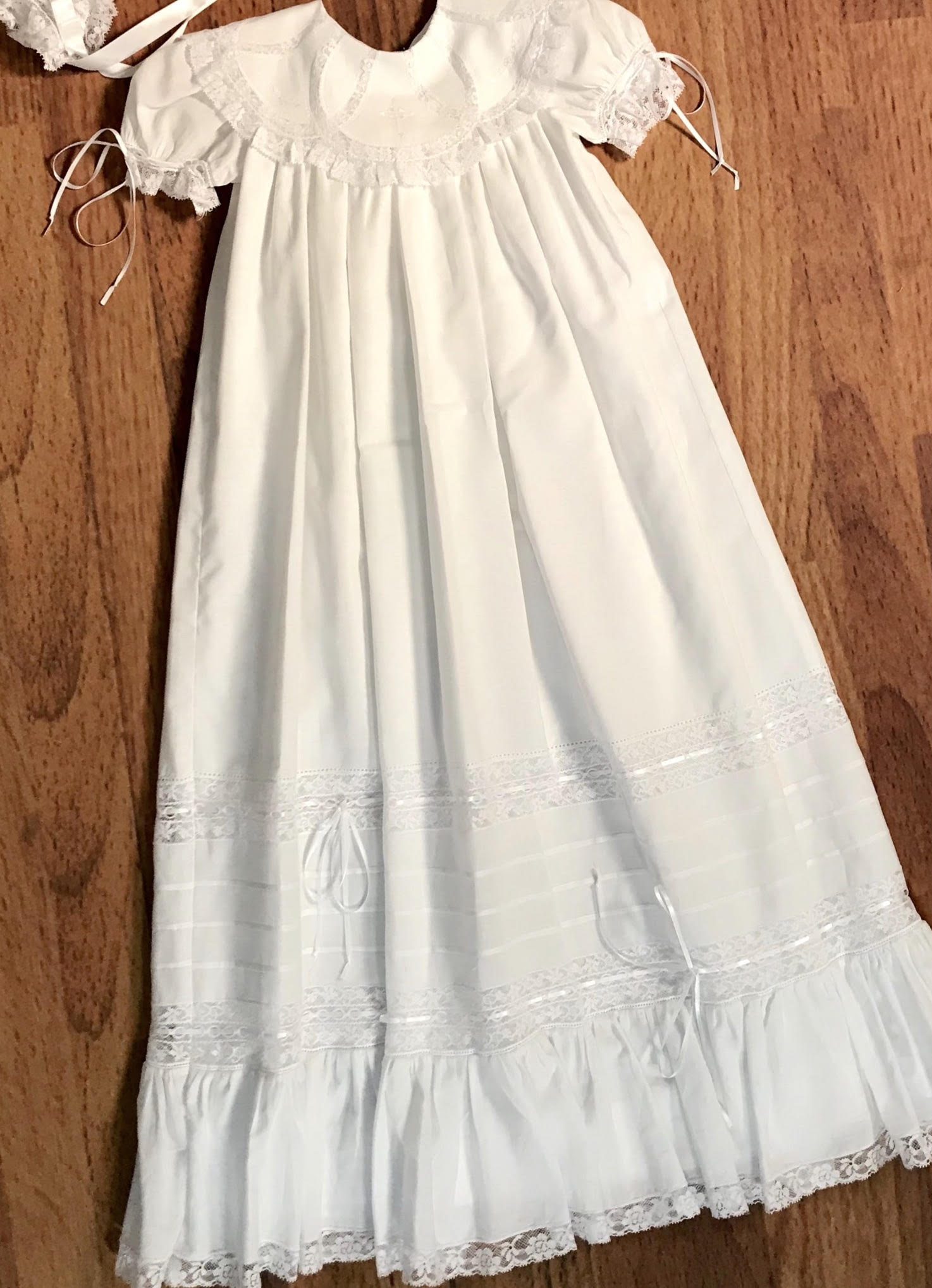 Pieces By Tam Christening Gown with Cross and Shutterbugs Boutique