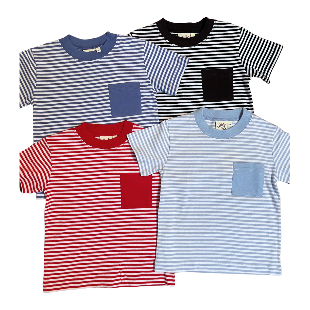 【Rest & Recreation】 STRIPE POCKET T-SHIRT / 追跡付 Stripe S/S Tee w/Pocket Luigi Kids – Shutterbugs Boutique