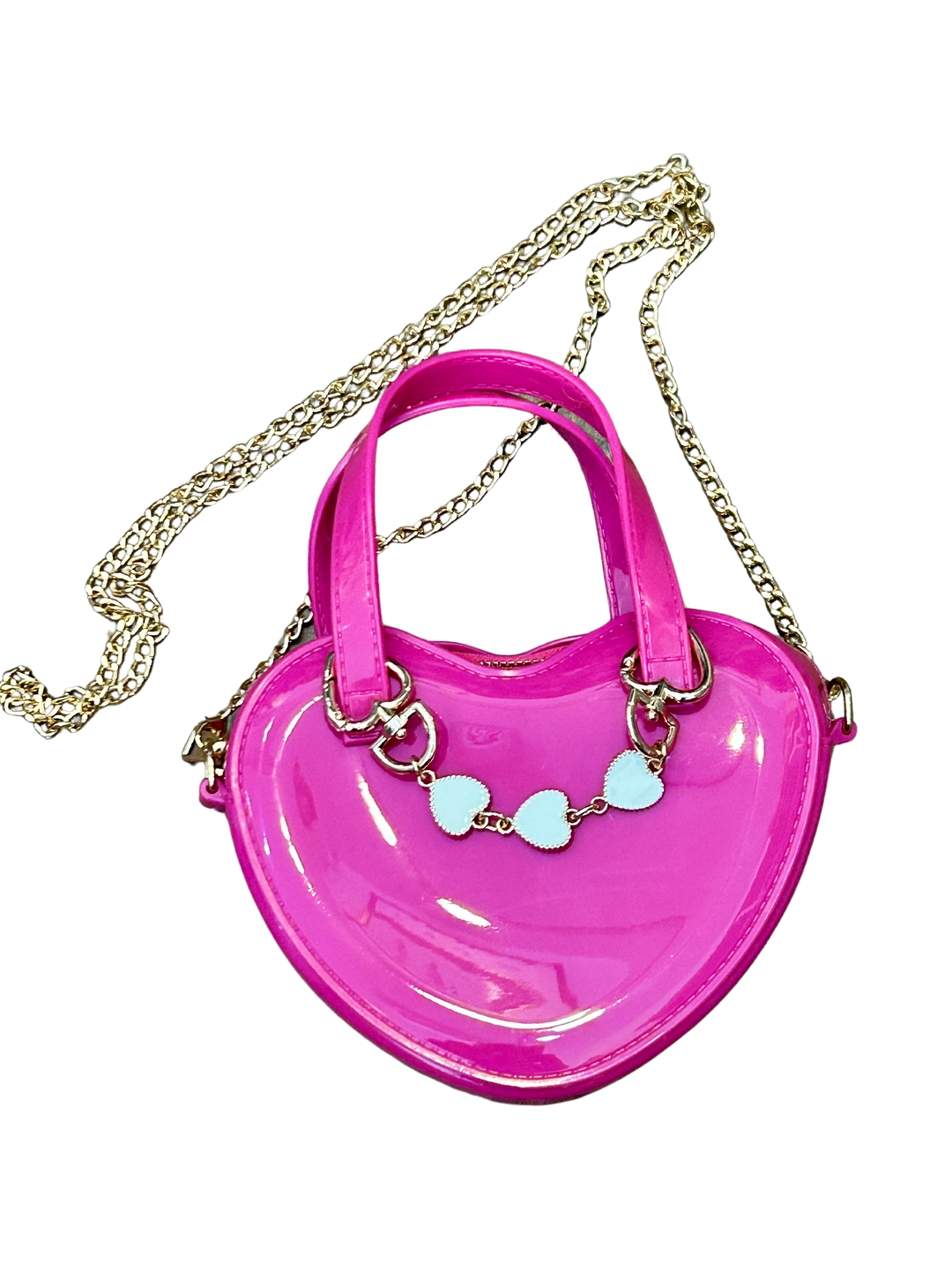 Ella Hot Pink Heart Purse w Heart Chain