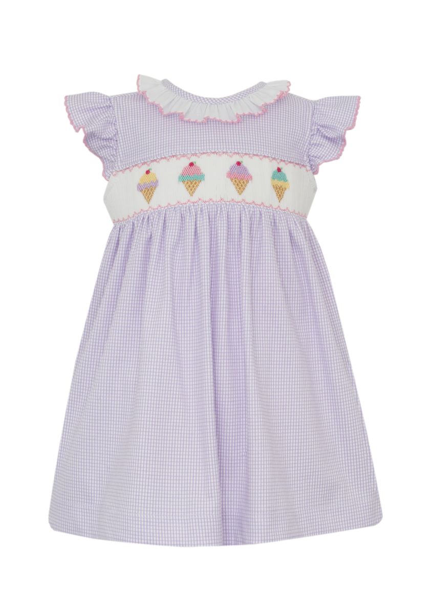 Ice Cream Smocked Gingham Knit Dress w/Collar Shutterbugs Boutique Ice Cream Smocked Gingham Knit Dress w/Collar Shutterbugs Boutique