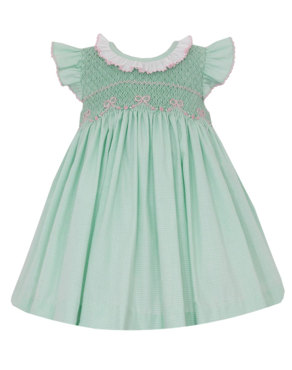 mint green smocked dress Girl's Egg-stra Special Sunday Smocked Bishop Dress in Mint size 12M