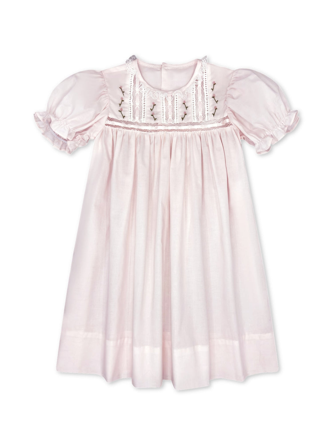 Pink Batiste Rose Embroidered Dress – Shutterbugs Boutique